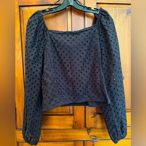 Karl Lagerfeld Black Eyelet Blouse